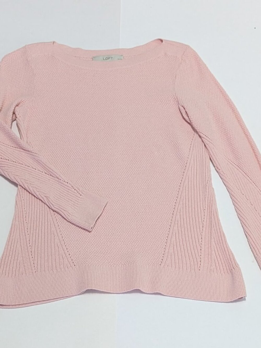 Ann Taylor Loft Women's Knit Long Sleeve Crew Neck Pink/Peach Sweater, Size SP